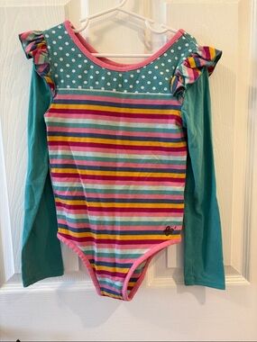 Matilda Jane Teal, Pink, Yellow & Purple Striped Long Sleeve Leotard